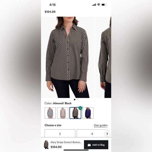 Mary Stripe Stretch Button-Up Shirt
Foxcroft Heritage Non-Iron Misses Size 14 - Picture 4 of 9